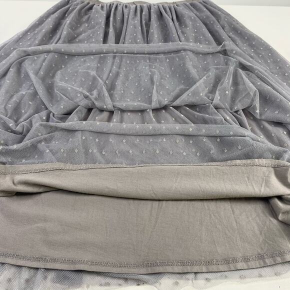 Garnet Hill Grey Tulle Flowy Polka Dot Midi Skirt Sz M - Picture 5 of 5